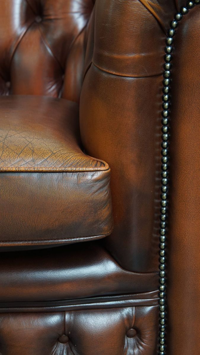 Klassieke En Luxe Bruine Engelse Rundleren Chesterfield 2 Zits Bank image 13