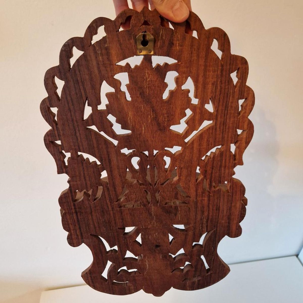 Vintage Teskhouten Wandplank Houtsnijwerk image 4