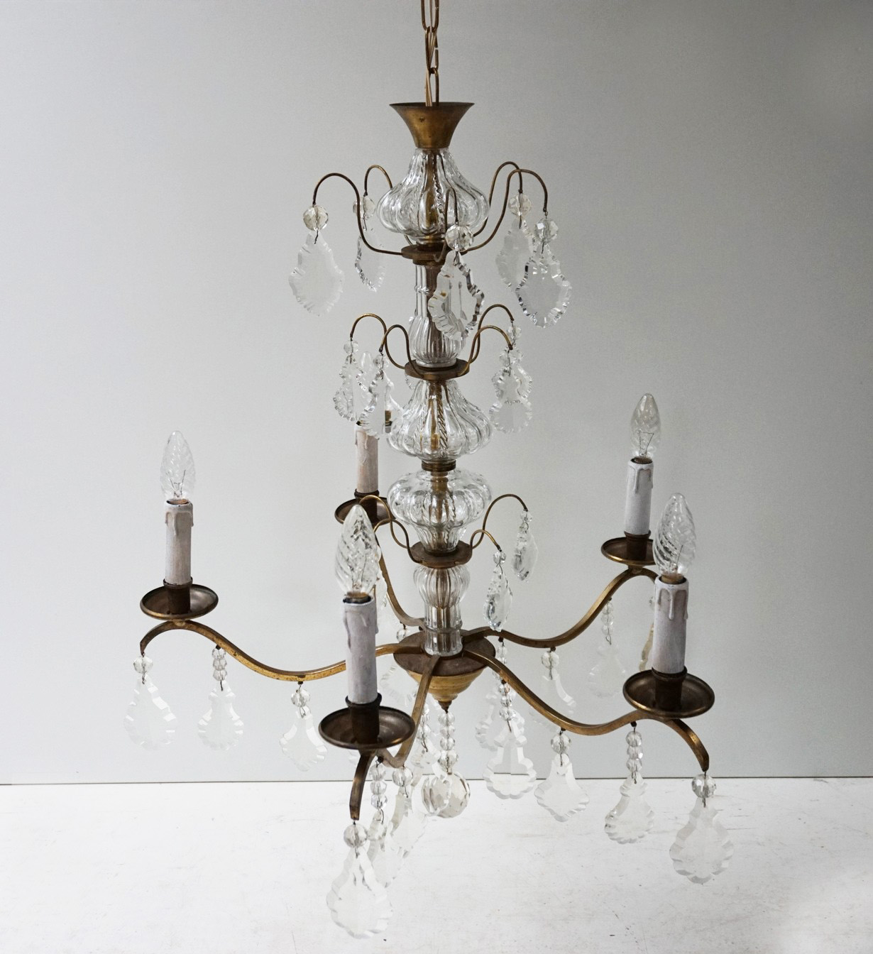 Antieke Franse Kristallen Kroonluchter, 1930 image 6