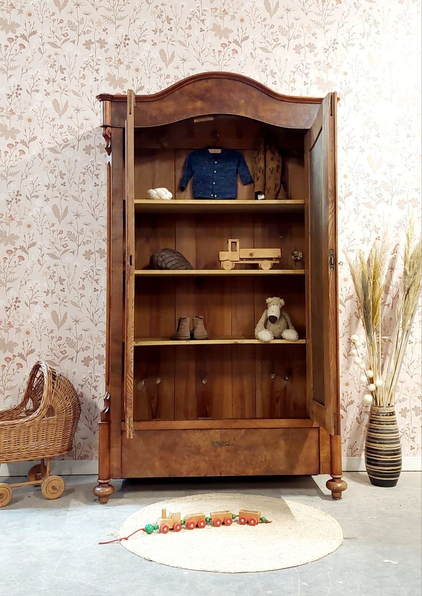 Antieke Noten Houten Art Deco Toogkast/linnenkast Julia image 4