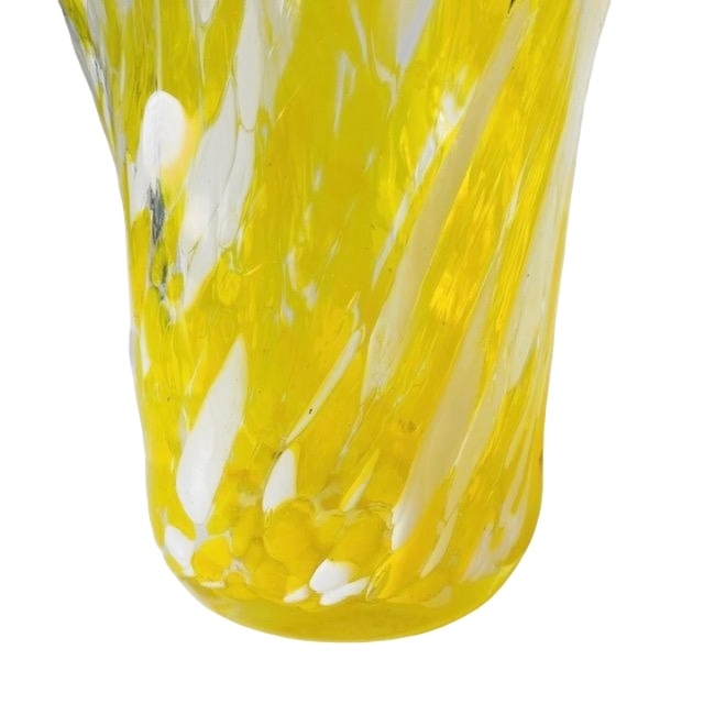 Vintage Glazen Vaas Murano Stijl Geel Wit Transparant image 4