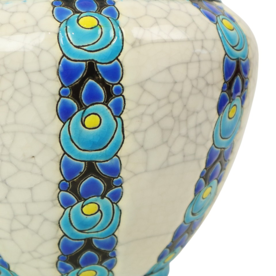 Polychrome Bloempot Vaas Catteau Boch Keramis Art Deco Ca. 1922 image 13