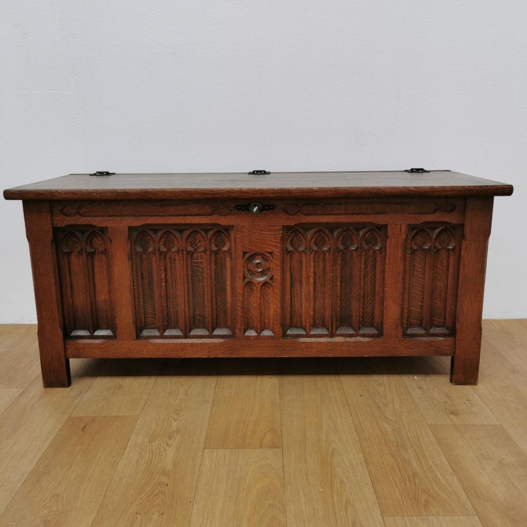 Vintage Eikenhouten Dekenkist Speelgoedkist Kist Salontafel image 4
