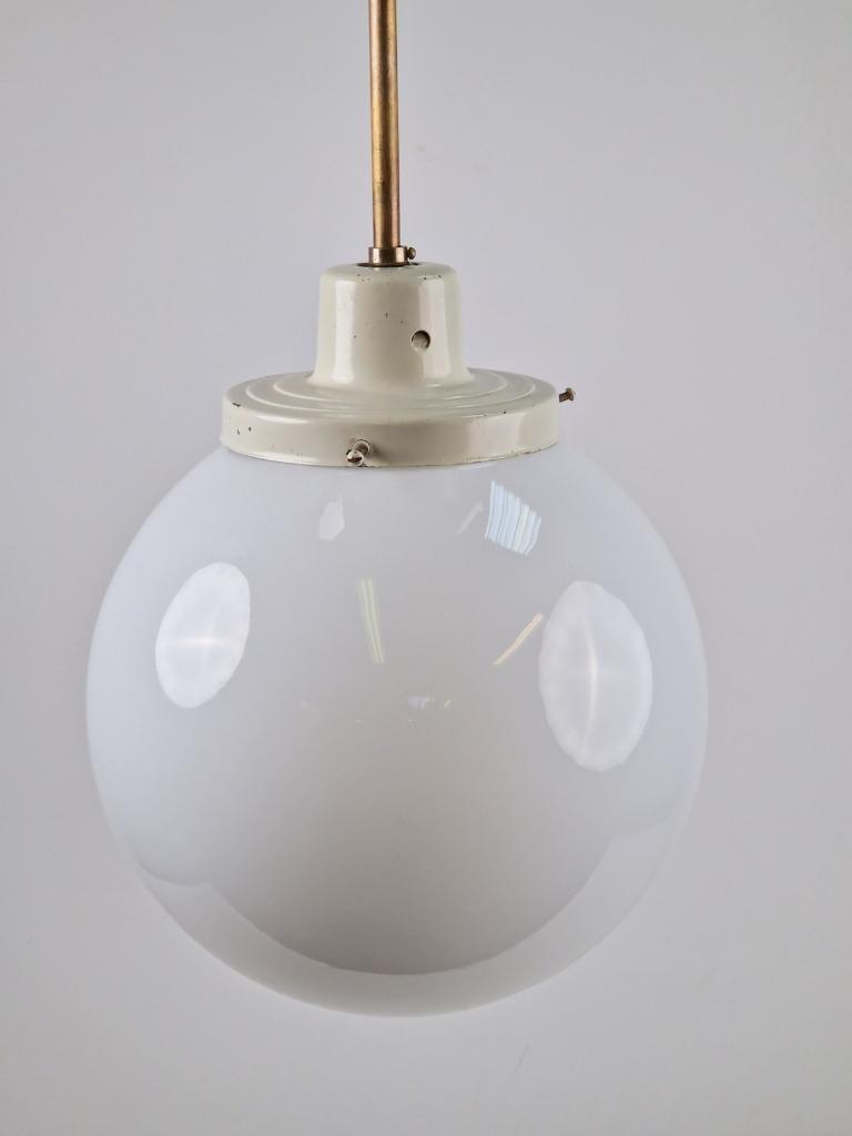 Vintage Bol Hanglamp Schoollamp Koper Stang Art Deco ‘50 image 9