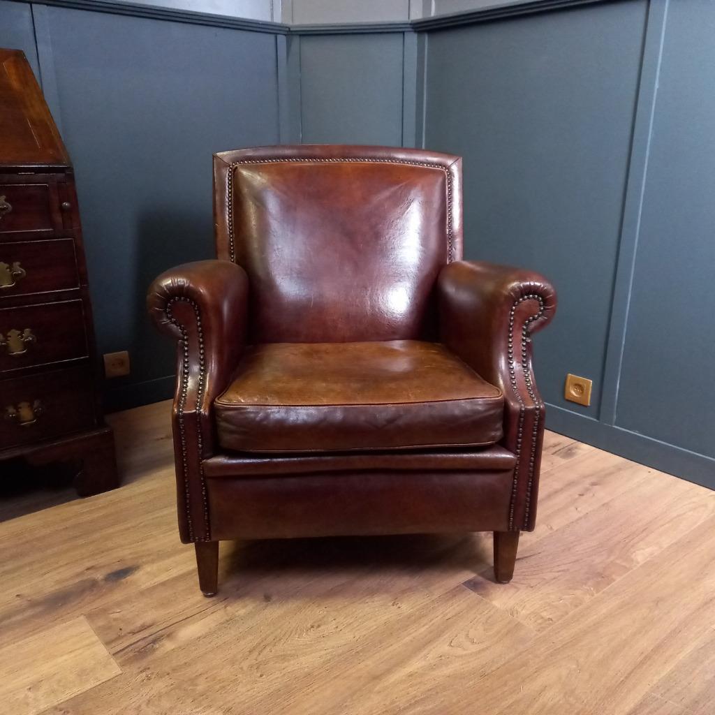 Schapenleren Vintage Clubfauteuil In Art Deco Stijl image 2