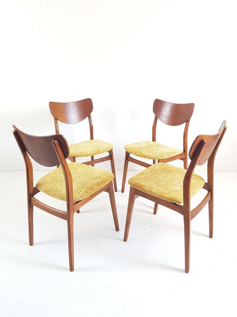 4 Deense Stoelen Teak Fineer Okergeel | Dining Chairs Teak image 2