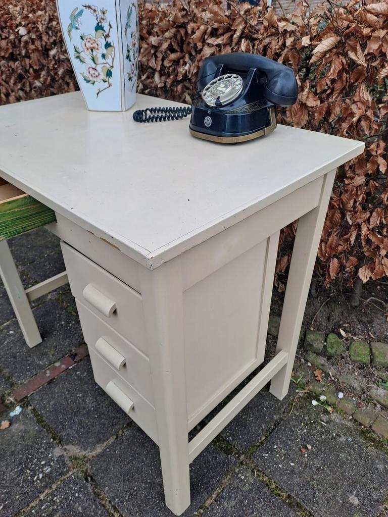 Retro Vintage Bureau, Desk Met Ladeblok, Bureautje image 5