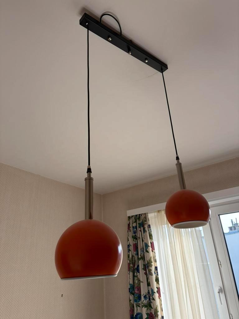 Vintage Oranje Eye Ball Luster / Hanglamp Met 2 Lichtpunten image 11