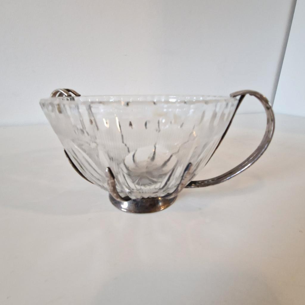 Antieke Kristal Met Zilver Suikerpot Schaal image 6