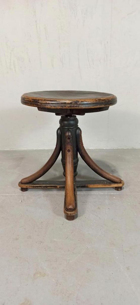 Antieke Bentwood Swivel Pianokruk Krukje image 4