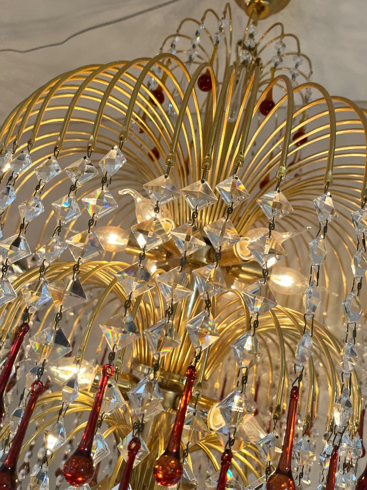 Xxl Murano Teardrop Kroonluchter Hanglamp Vintage Goud Frame image 12