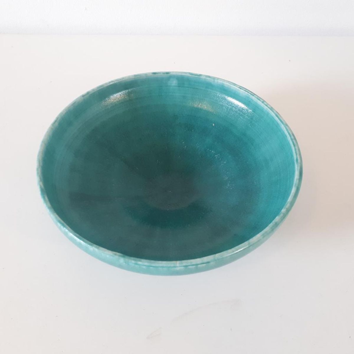 Vintage Schaal Blauw Groene Keramieke Schaal Gemerkt image 2