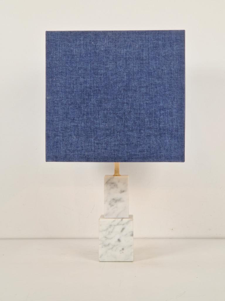 Vintage Kubistisch Carrara Marmer Tafellamp Regency Lamp ’60 image 7