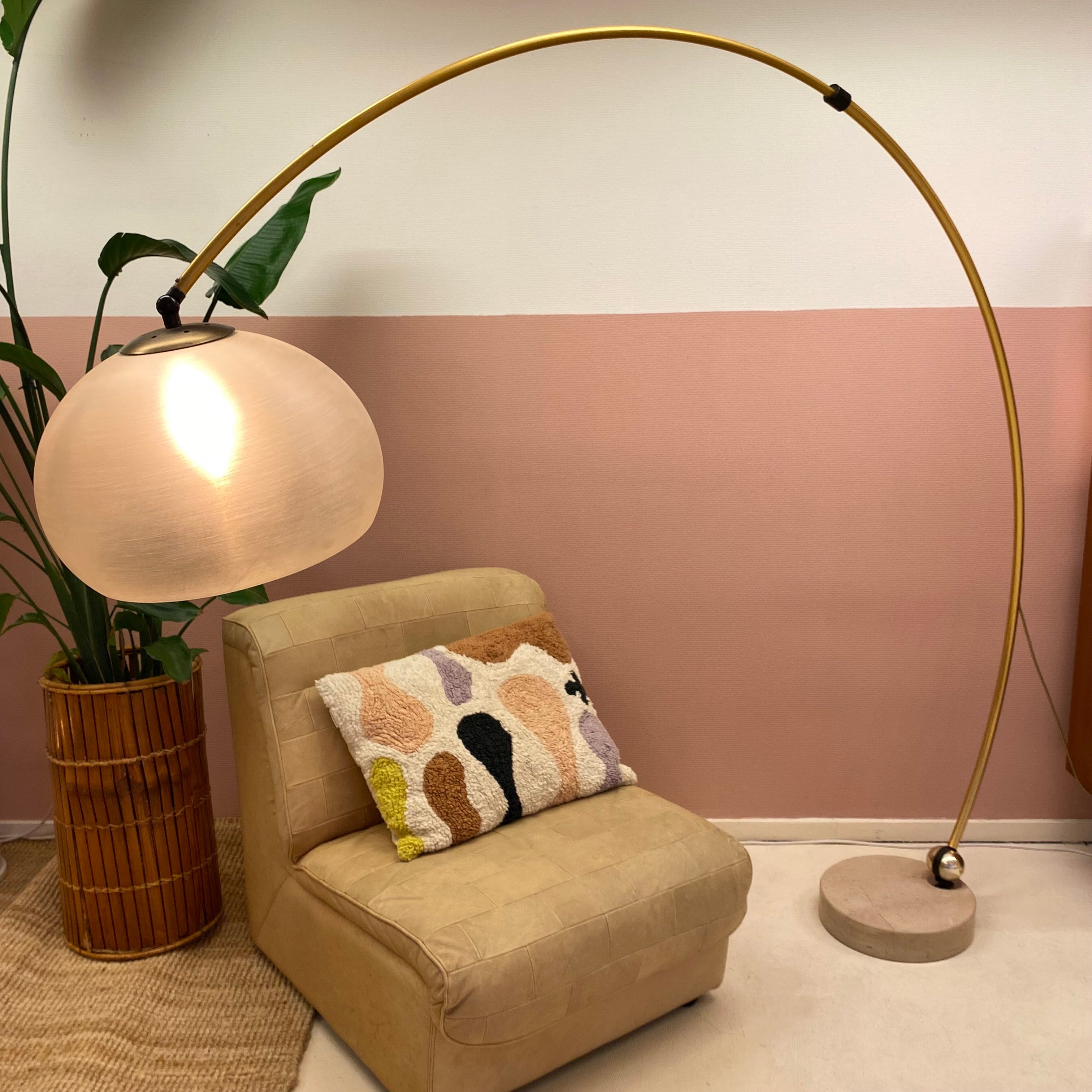 Italian Arc Lamp With Taupe Marble Base image 4
