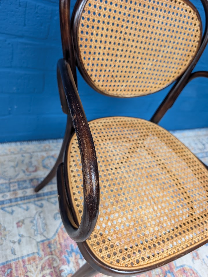 7x Vintage Rotan Stoelen, Model 215r, Thonet image 11