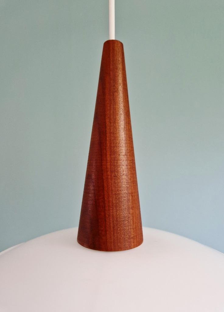 Ophanging In Witte Opaline En Teakhout, Scandinavische Stijl image 5