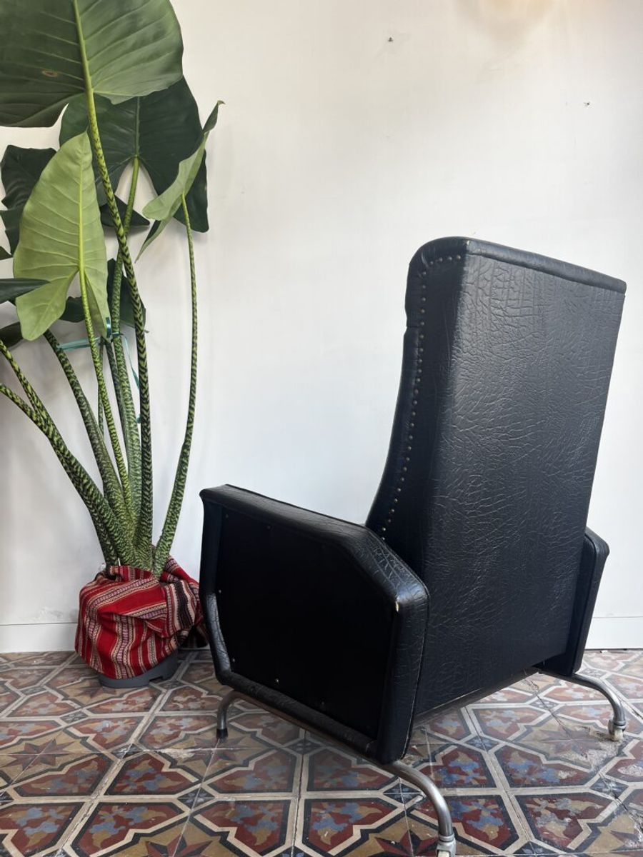 Mid-century Fauteuil 🖤 Zwarte Skai image 5