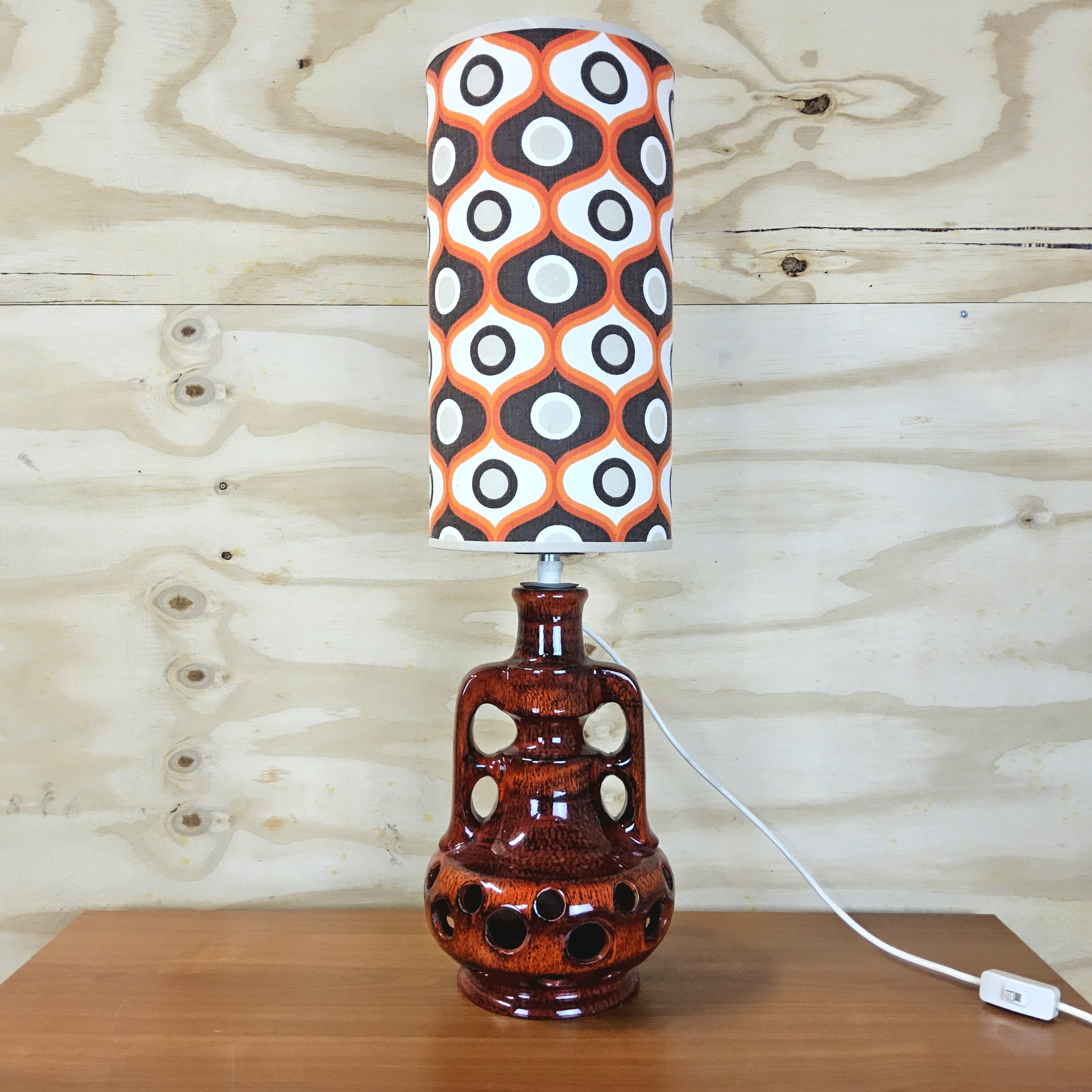 Vintage Keramieken Fat Lava Tafellamp (70s) Scheurich West Germany Lamp (jaren 70) Patroon Kap image 3