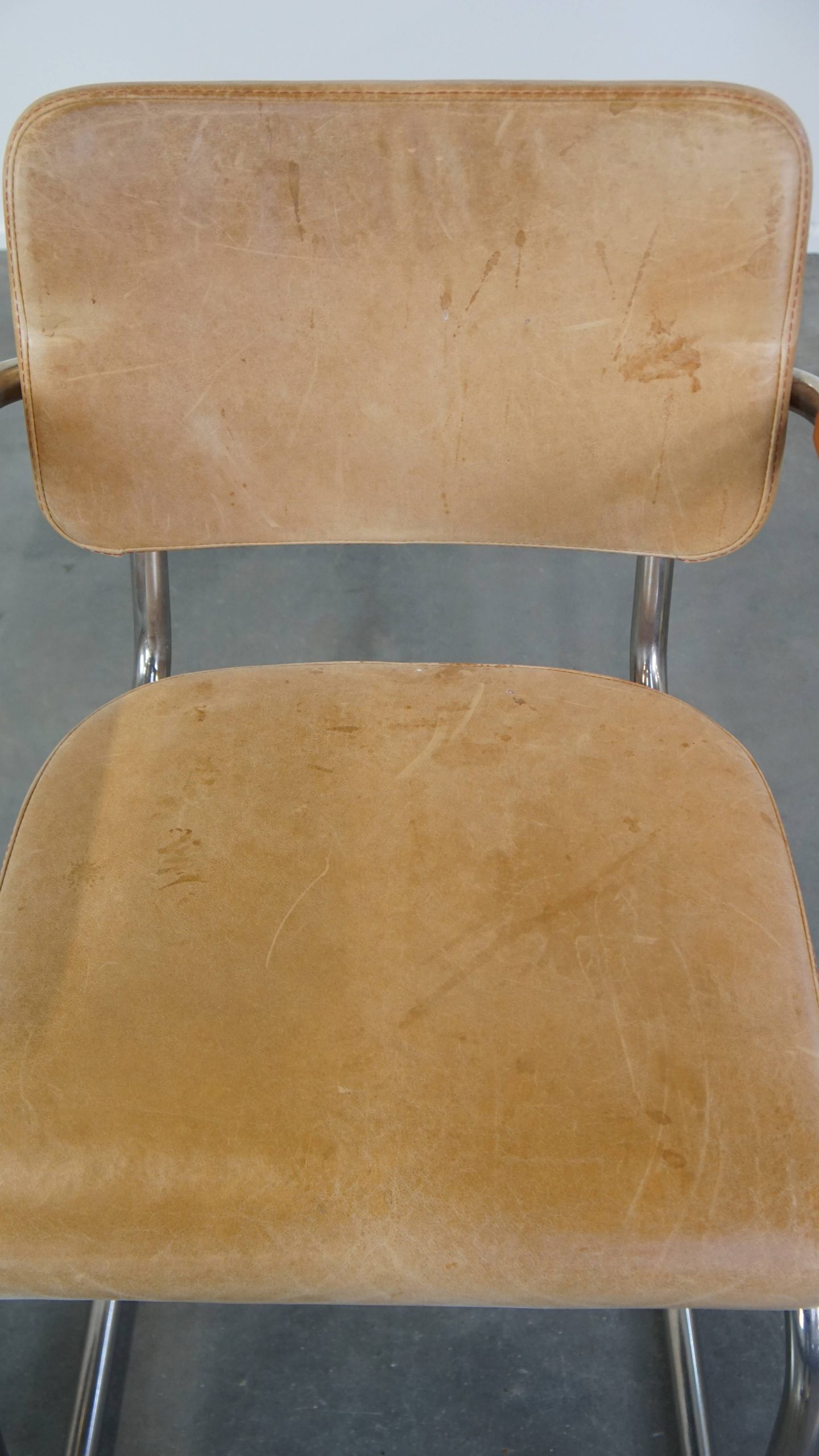 Set Van 6 Comfortabele Vintage Leren Thonet Buizenframe Design Eetkamer/ Bijzet/ Vergaderstoelen image 8
