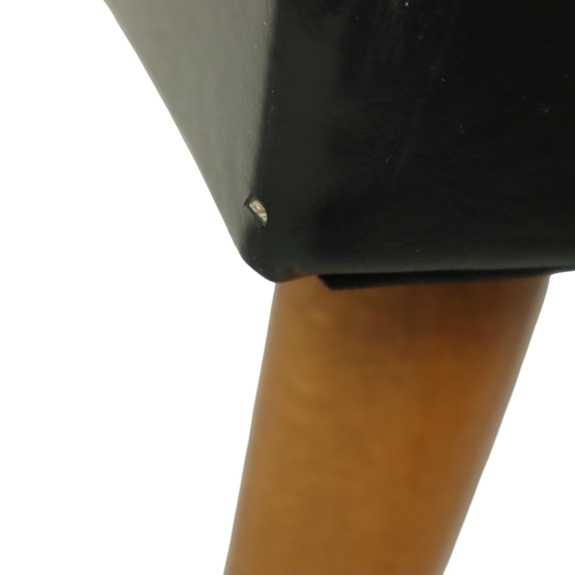 Vintage Zwarte Poef Conische Pootjes Chesterfield Stijl Skai image 8