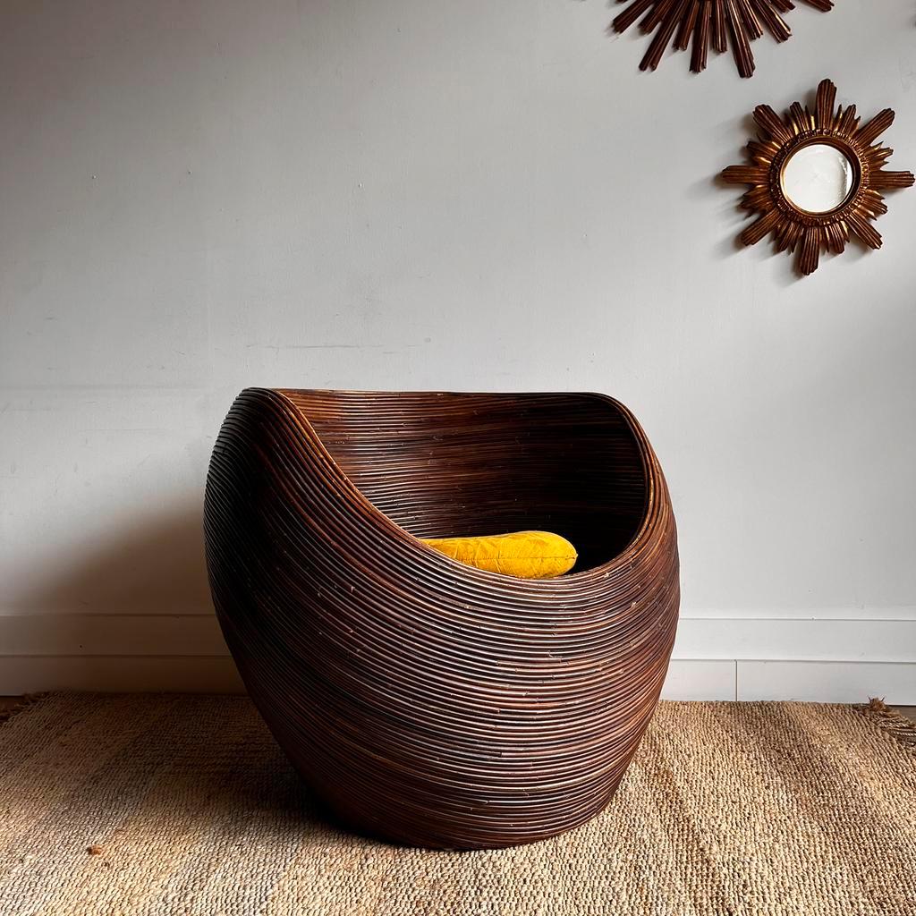 Gabriella Crespi Rotan Fauteuil Mid Century Vintage image 2
