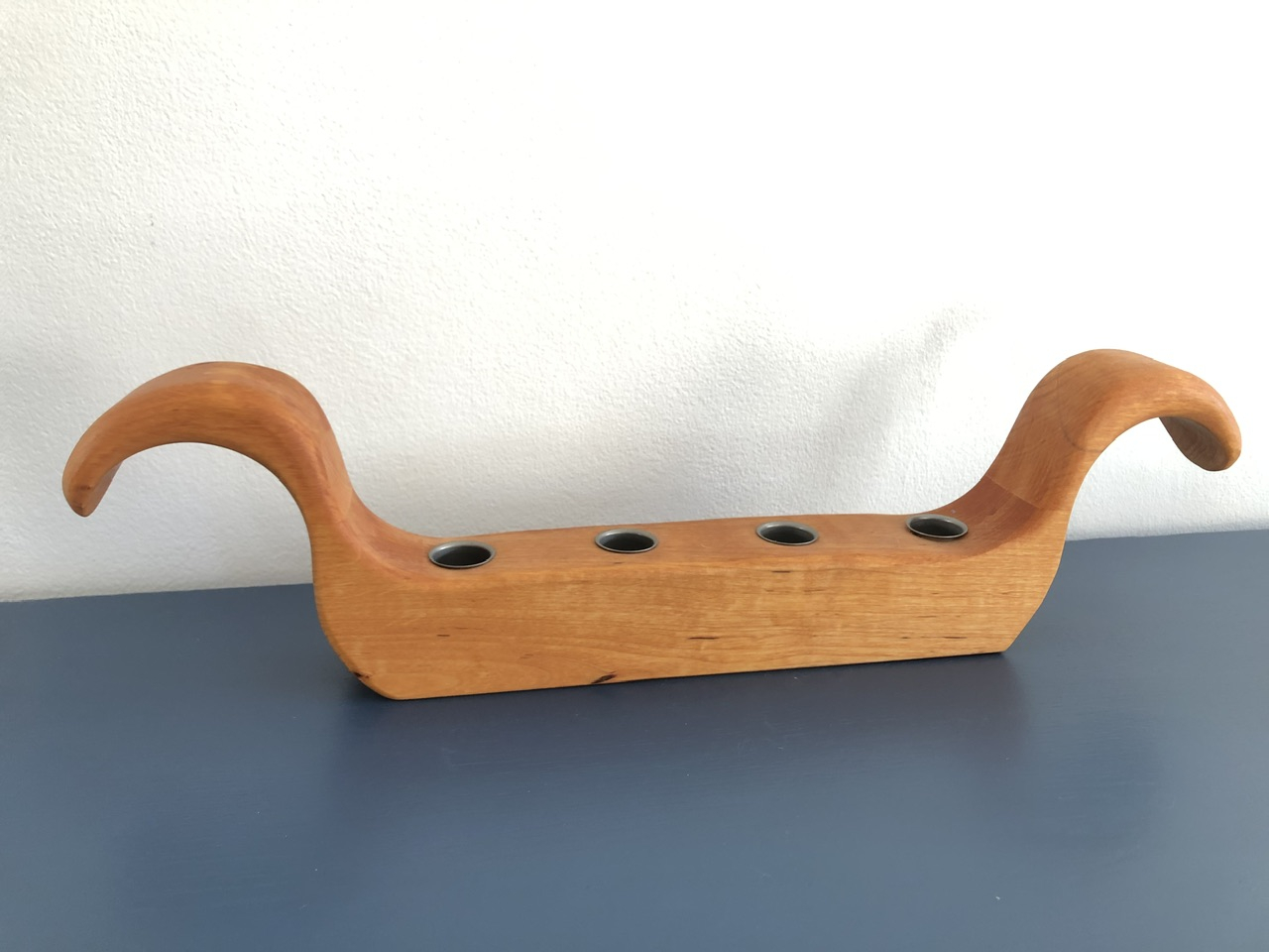 Vintage Handgemaakte Houten Kandelaar Voor 4 Kaarsen image 3