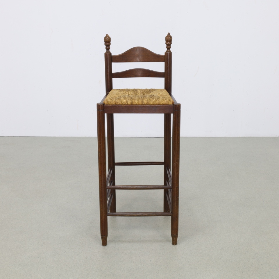 4X Vintage Barkruk Hout & Riet, 1970S image 6