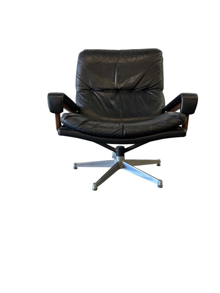 Vintage Zwart Lederen Fauteuil / Eenzit Andre Vandenbeuck image 23