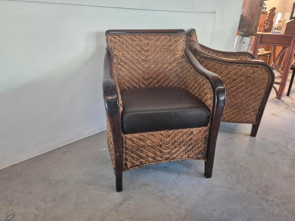4 Art Deco Colonial Stijl Fauteuils Rotan image 8