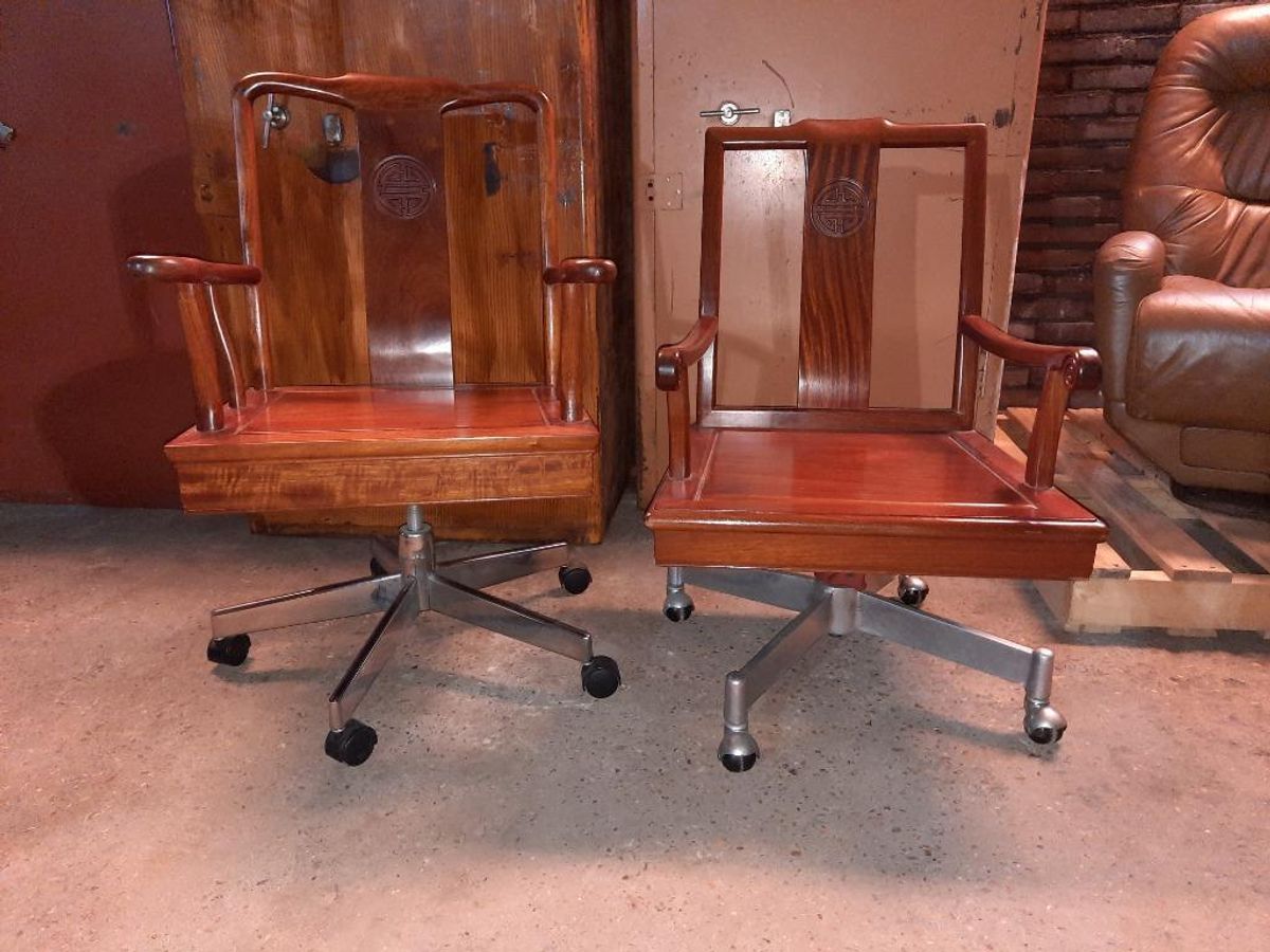 2 Mahonie Bureaustoelen Chinese Stijl image 2