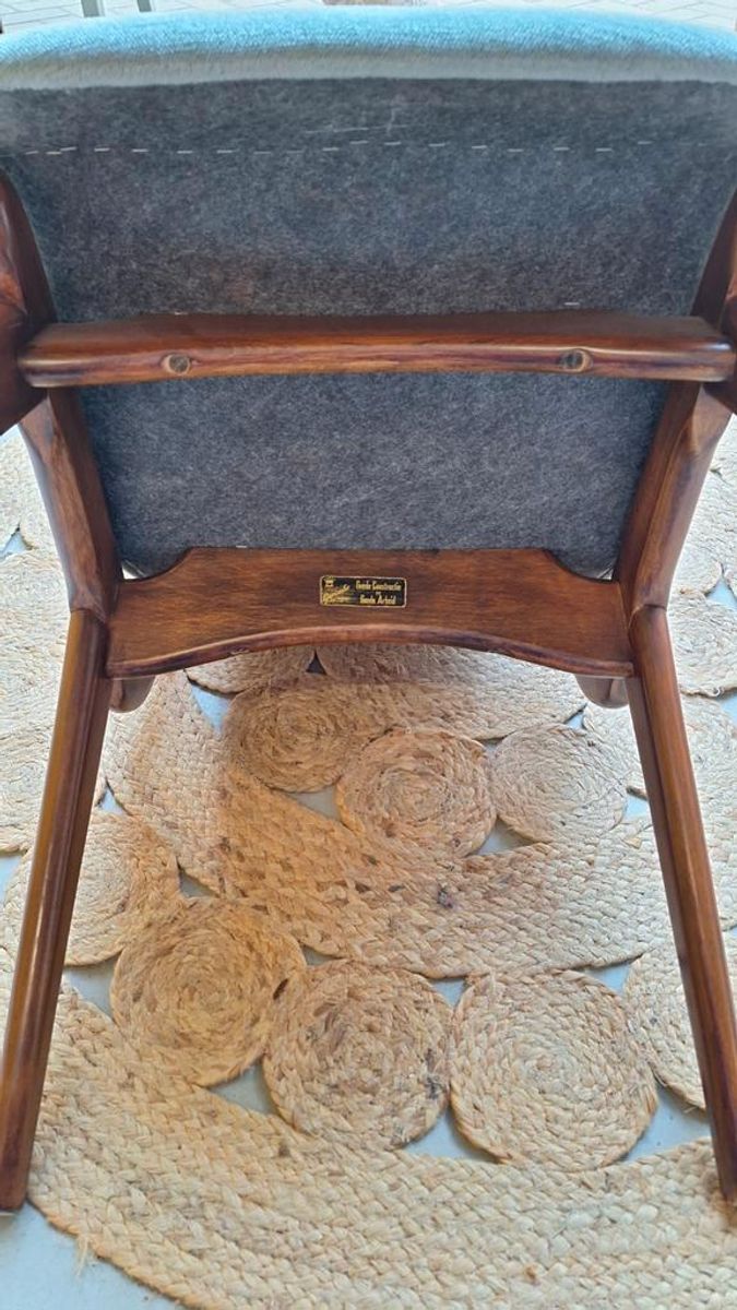Awa Vintage Dinner Chairs, Teakhouten Stoelen Met Mohair image 8
