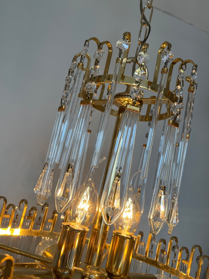 2 Beschikbaar! Vintage Kristallen Murano Geblazen Kroonluchters Hanglampen Art Deco Stijl ! image 8