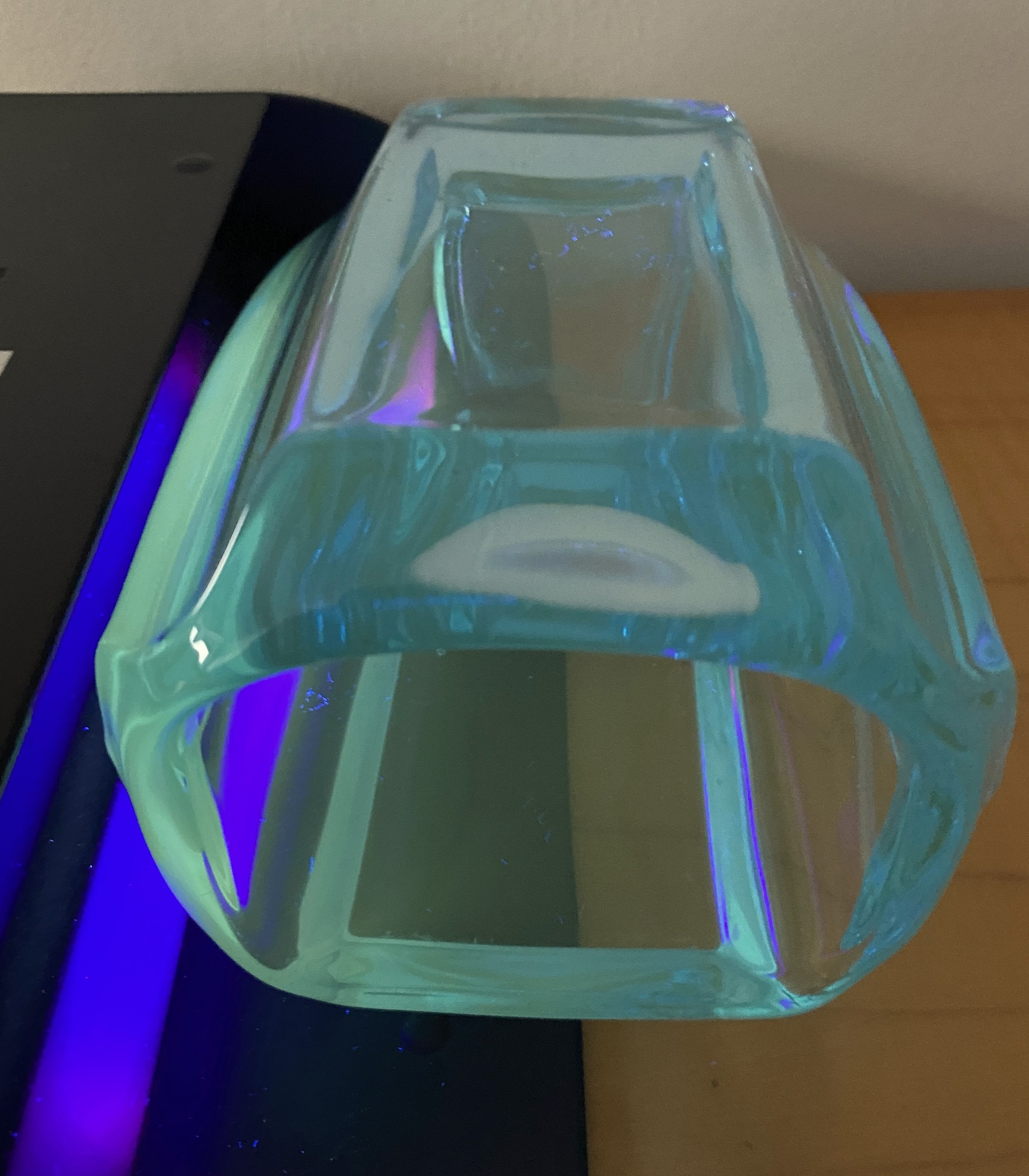 Uranium Glass Vase Blue 1970s image 6