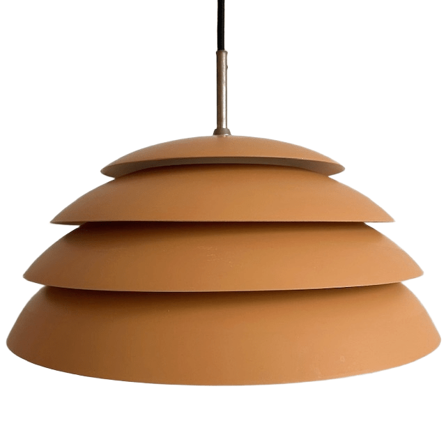 Mid-century Deens Design Schijven Hanglamp Okergeel Mat 1960’s image 4