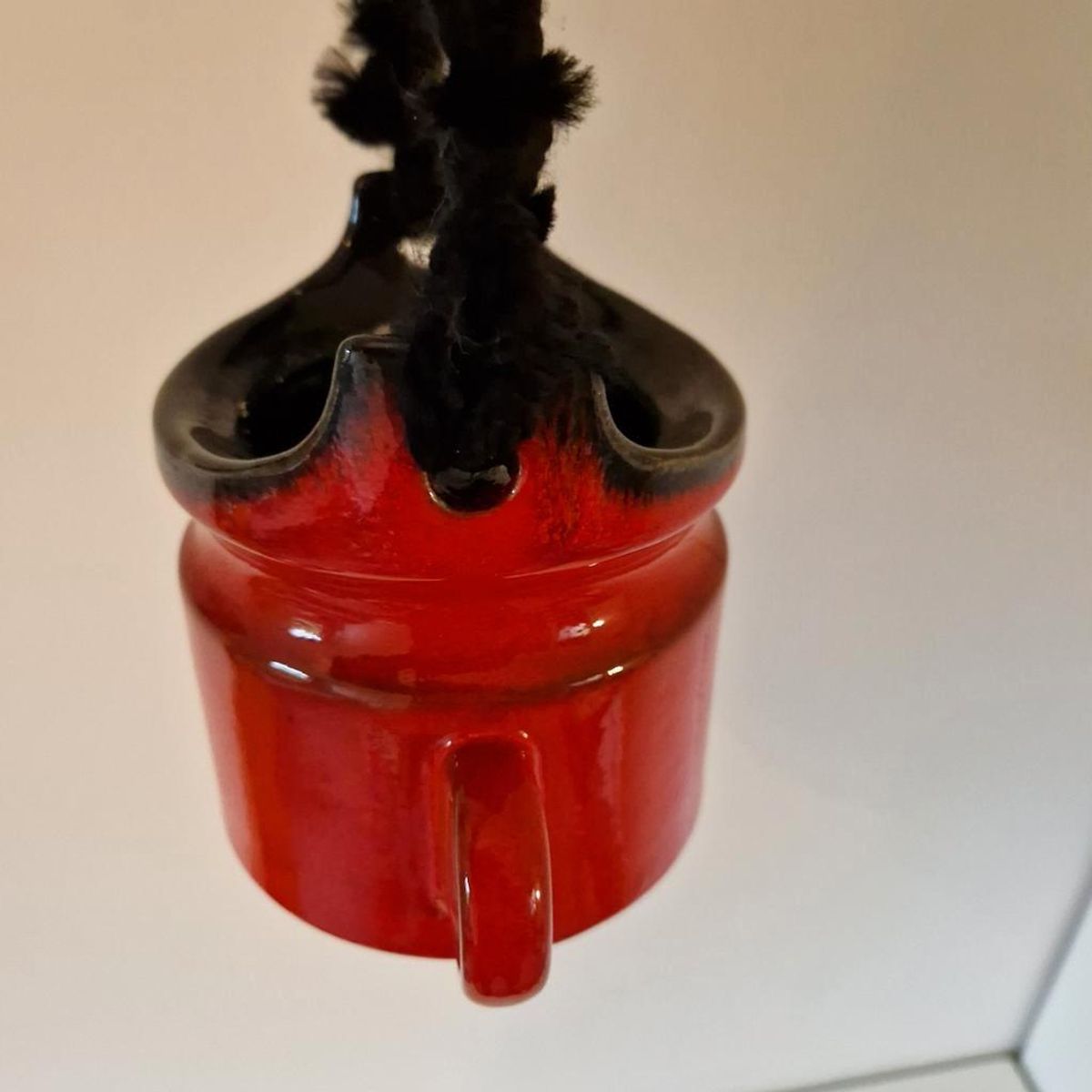 Vintage Hangpot Rood Keramieke Bloempot image 4
