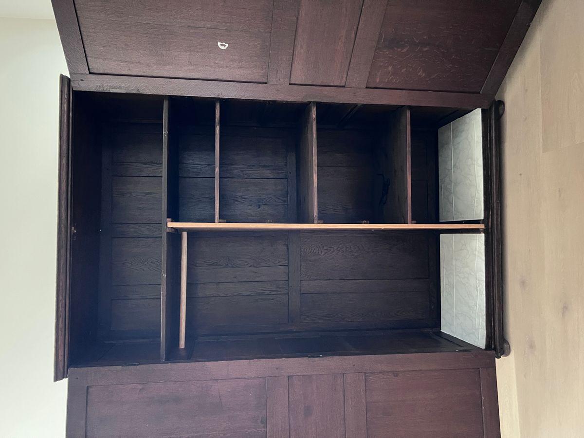 Antiek Engels Eiken Kledingkast/ Hang/ Leg Kast, image 8