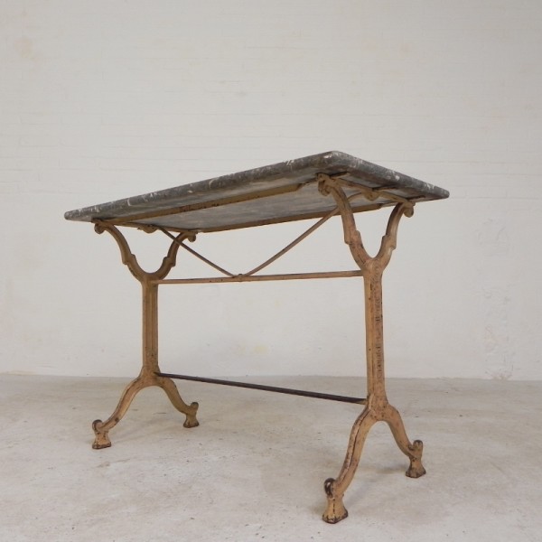 Tuintafel, Bistrotafel A. Delail Toulouse Met Marmer Blad, Jaren 20 image 2