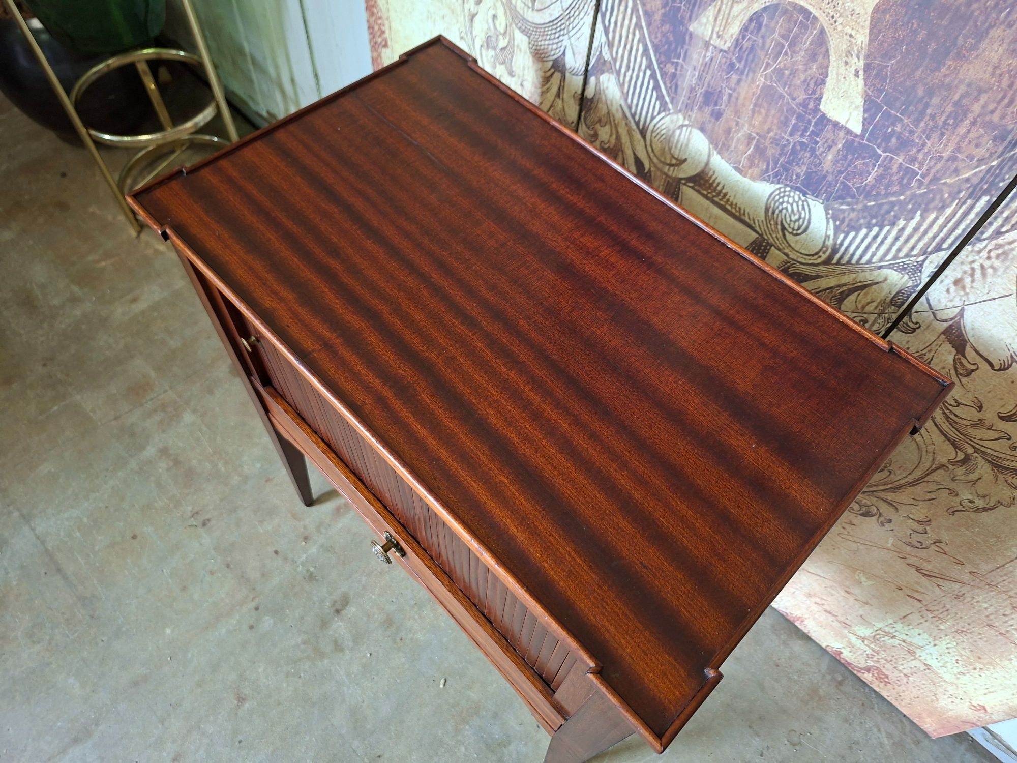 Antieke Haltafel, Telefoontafel, Bijzettafel, Met Roldeurtje Afm. 56x34cm En 65cm Hoog. image 6