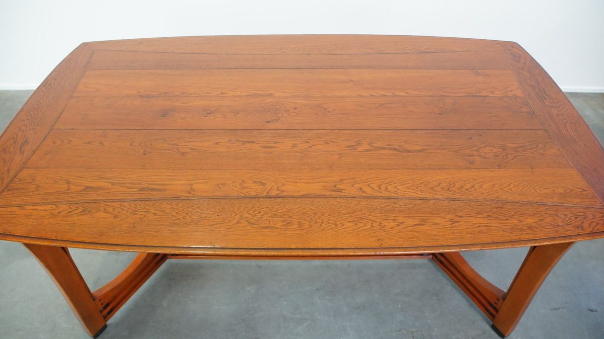 Zeer Mooie 4 Tot 6 Persoons Art Nouveau Design Eetkamertafel Van Schuitema Met Prachtige Details image 7