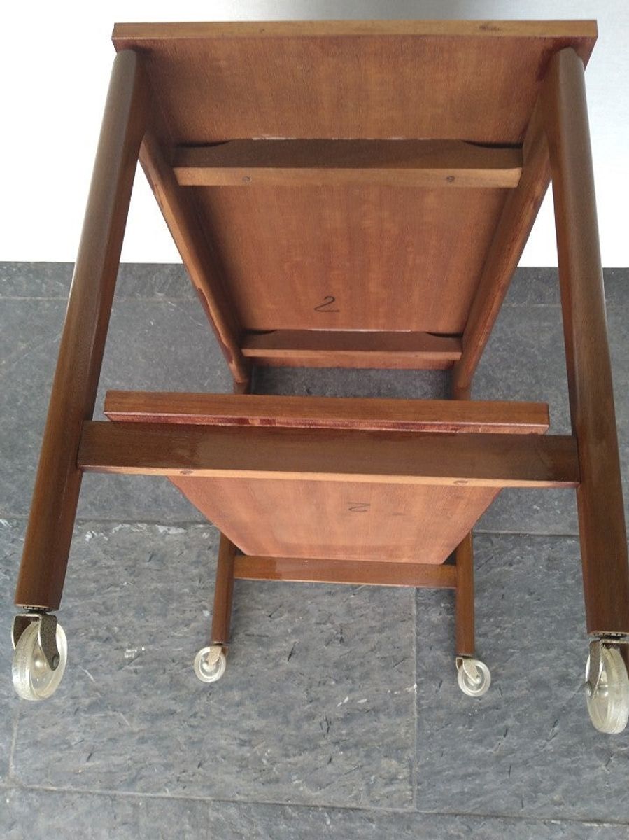 Scandinavisch Teakhouten Vintage Serveerwagen image 5