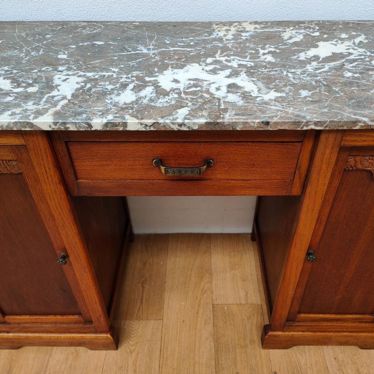Vintage Antiek Bureau Buro Sidetable Kaptafel Marmer Blad image 13
