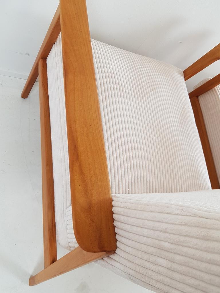 Vintage Fauteuil 2 Stuks Crème Japandi Stijl Ribstof Nieuw image 10