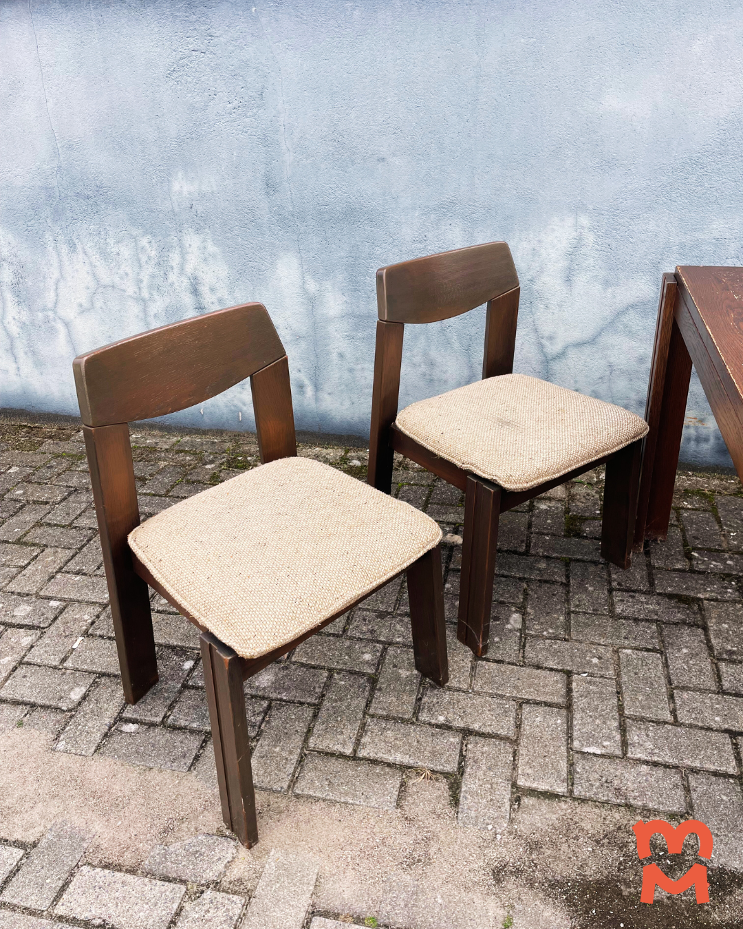 Brutalist Jaren 60 Eetkamerset (uitschuifbare Stafel + 4 Stoelen) image 11