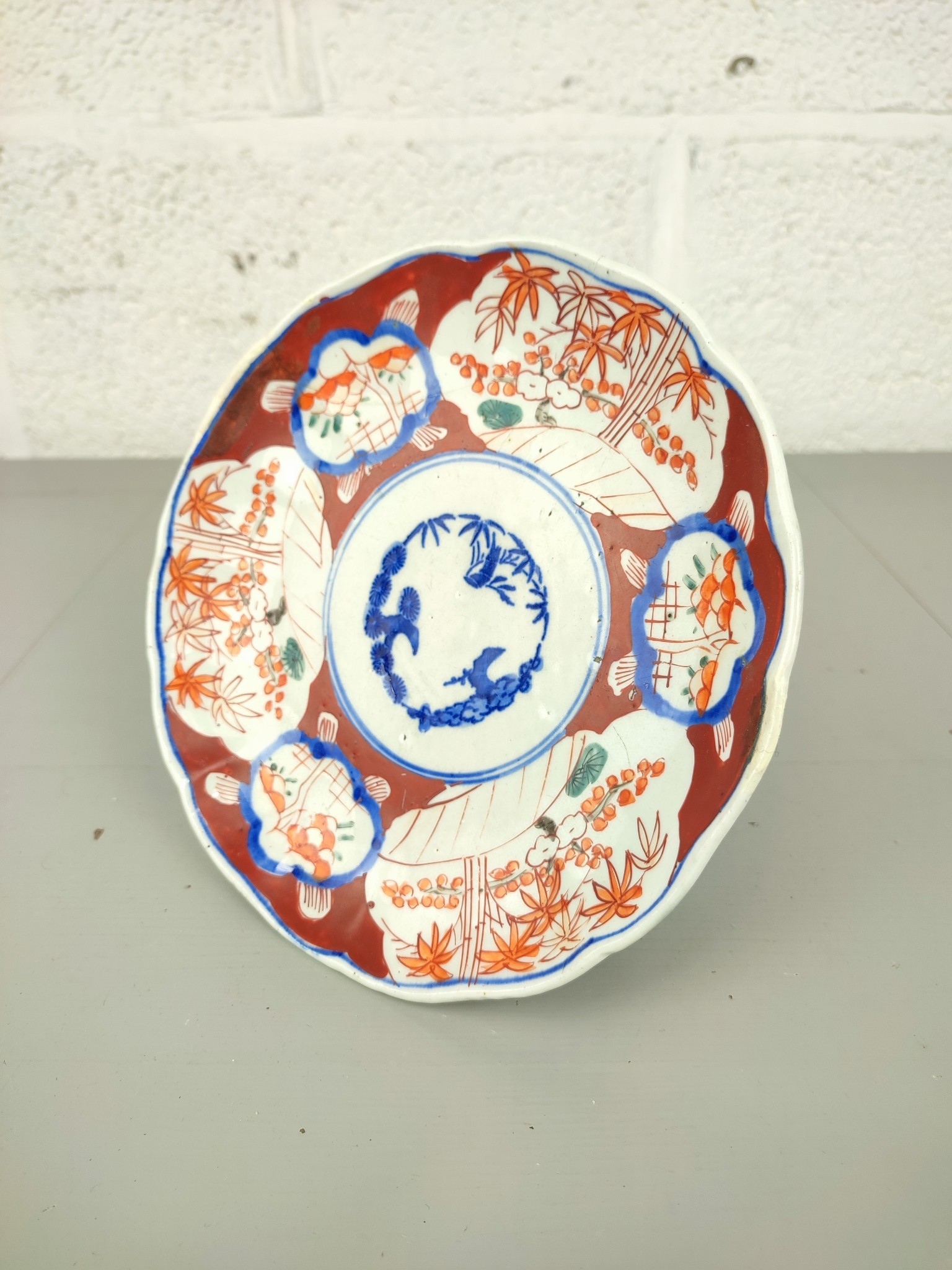 Antiek Japans Imari Bord Op Bronzen Pootjes image 3