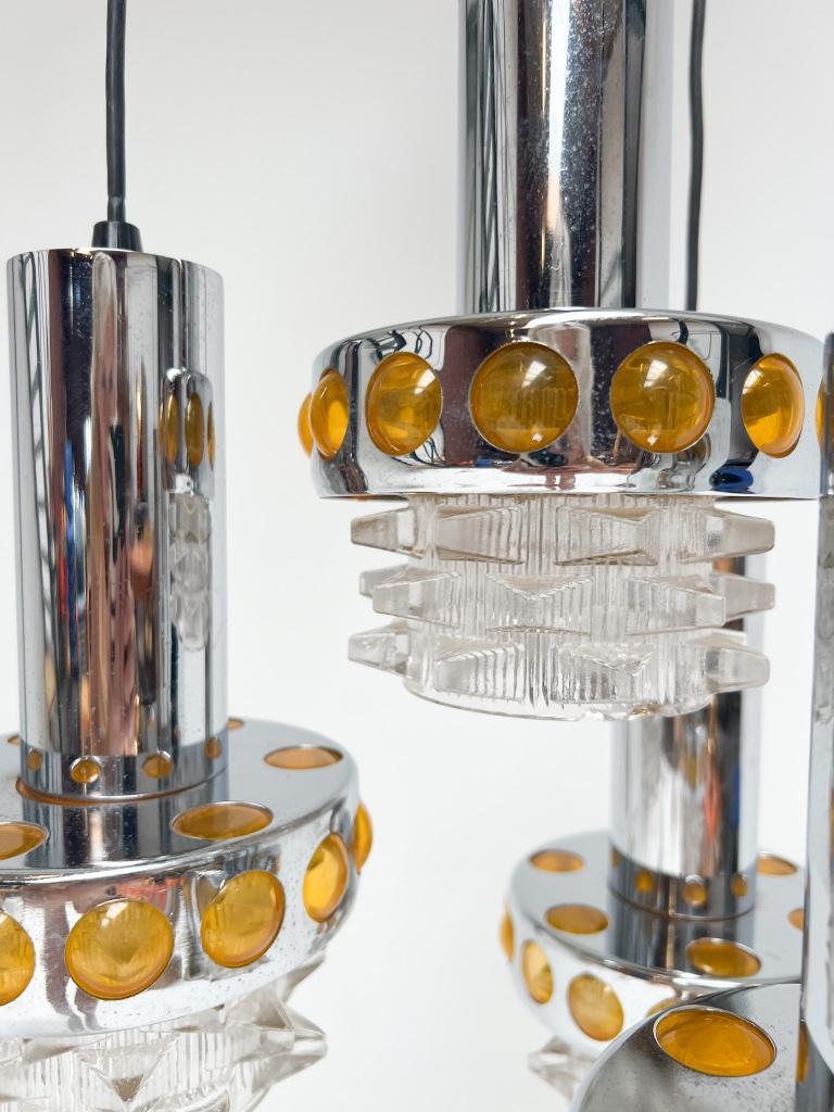 Massive Cascade Kroonluchter Met 4 Lichtpunten, 1970's image 5