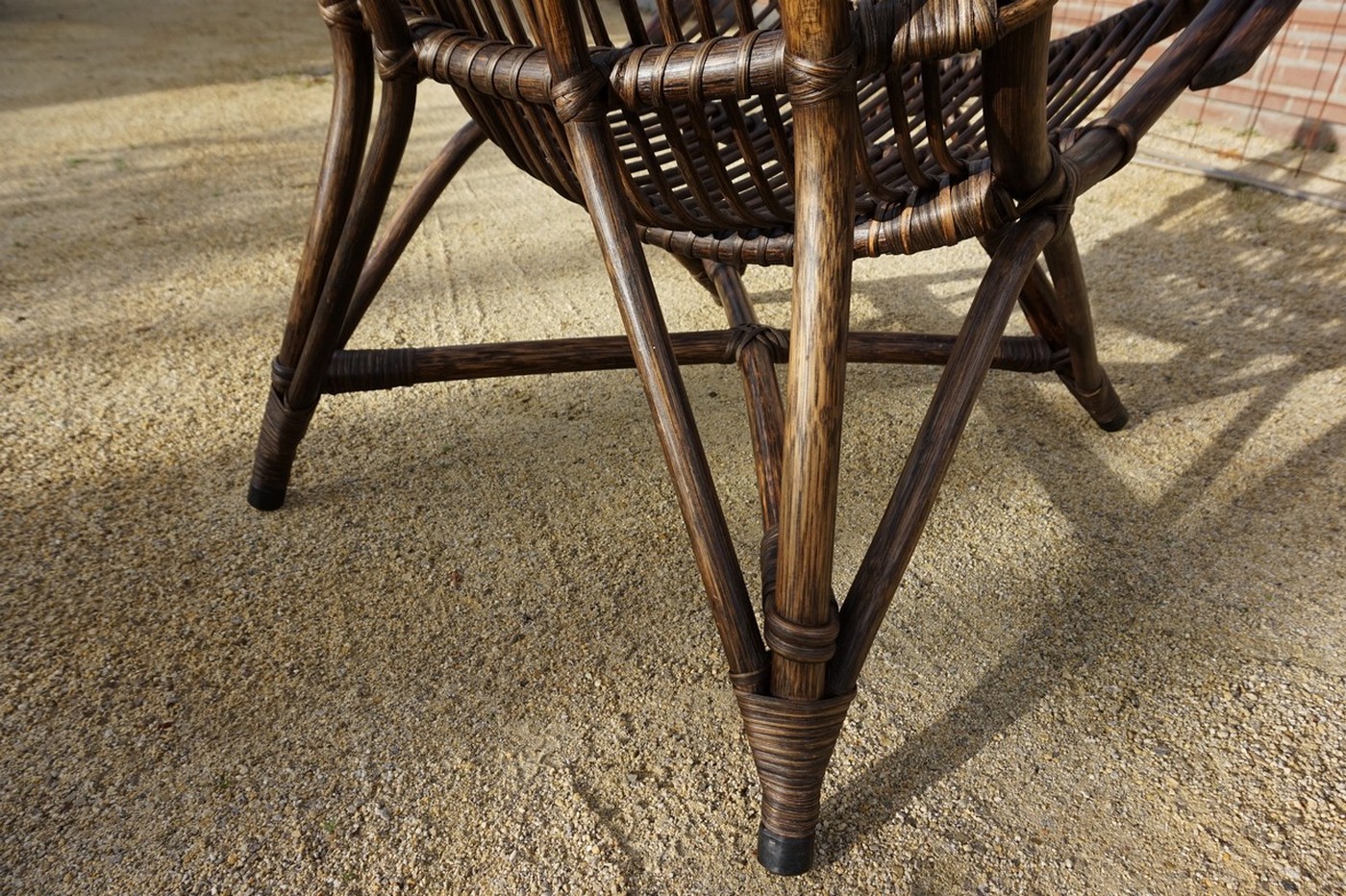 Vintage Rotan/bamboe Fan Back Lounge Chair Met Leren Kussens, Jaren 60, Toegeschreven Aan Rohé No image 13