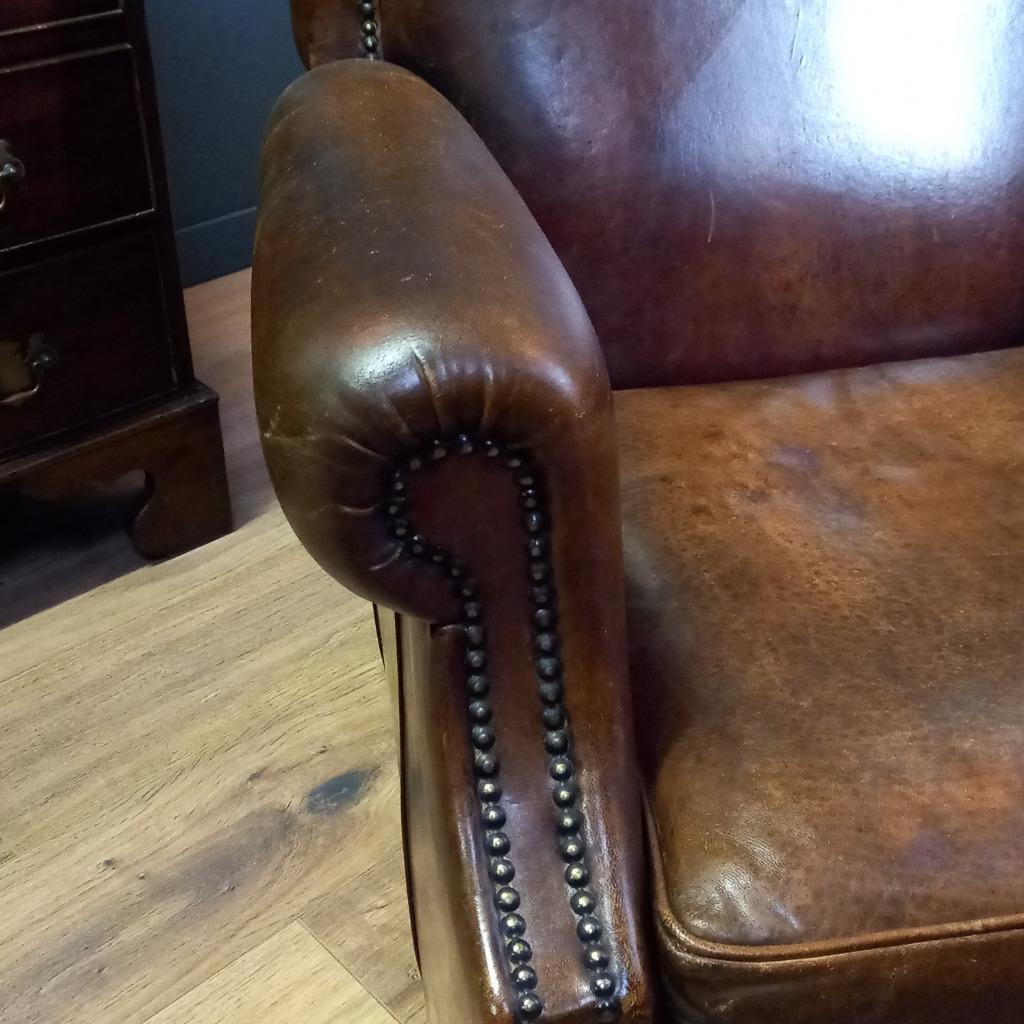 Schapenleren Vintage Clubfauteuil In Art Deco Stijl image 10