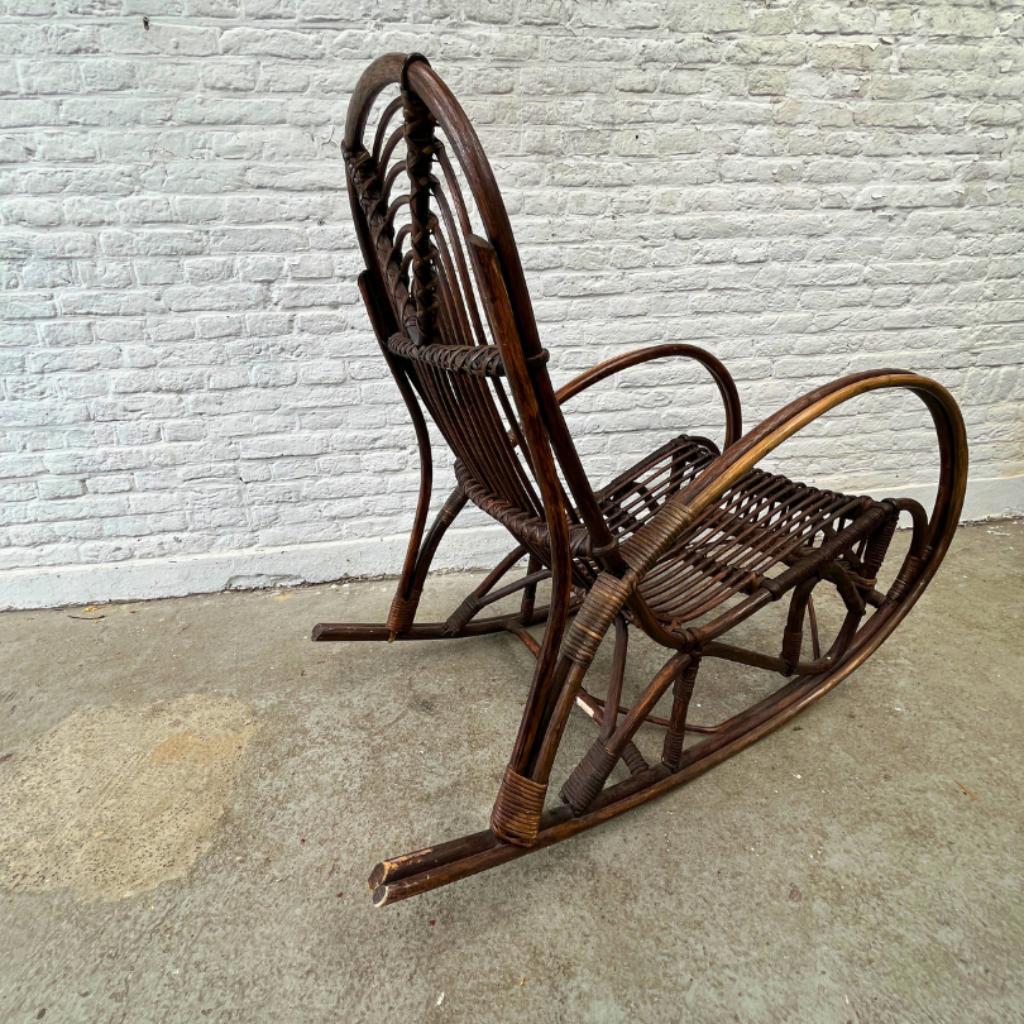 Vintage Schommelstoel Manou Rotan - Donkerbruin image 3