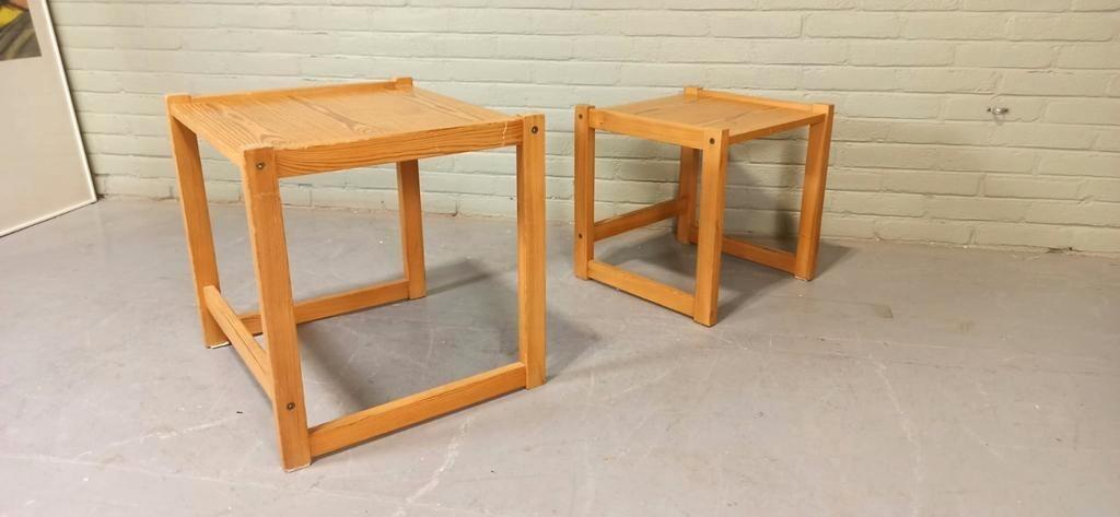 Vintage Grenen Mimiset Bijzettafels image 12