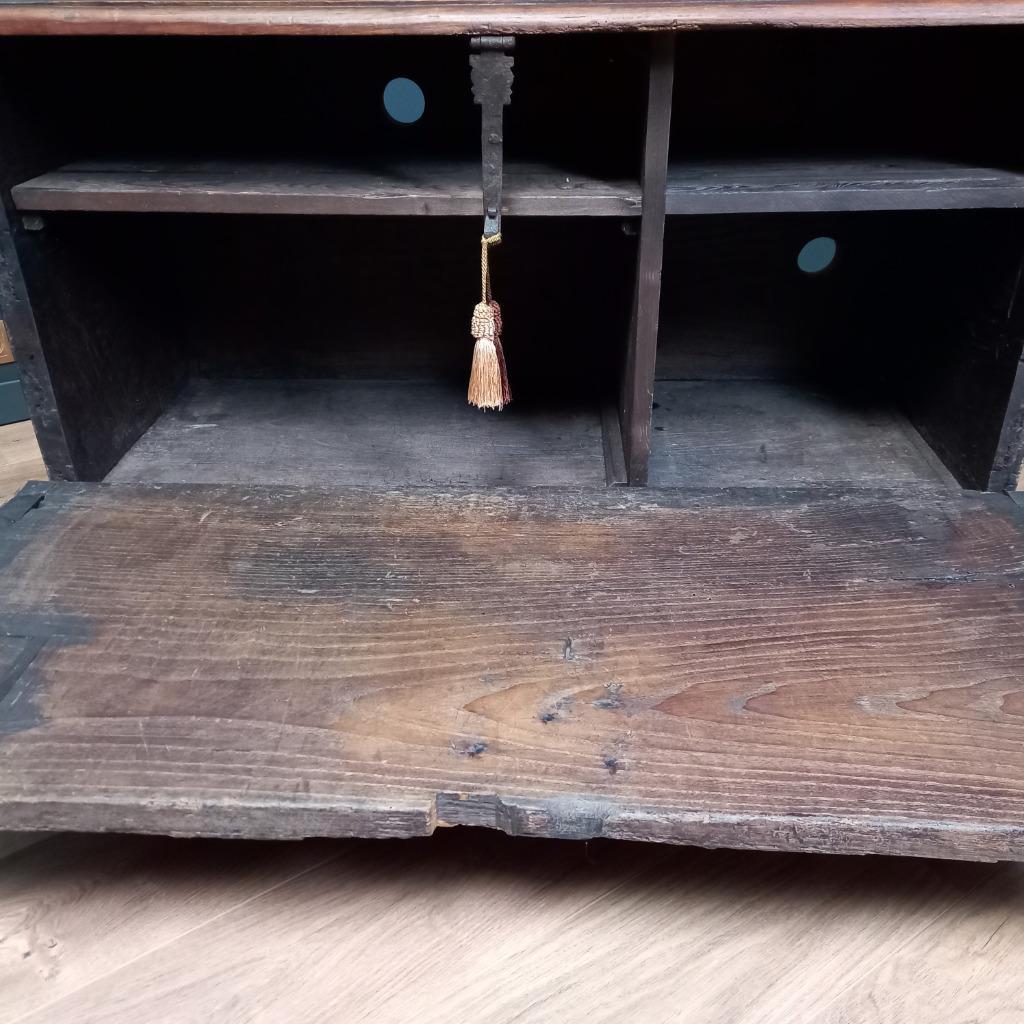 Grote Spaanse Antieke Kastanjehouten Primitieve Kist image 4